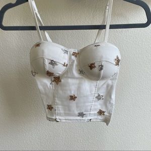 Embellished bustier crop top